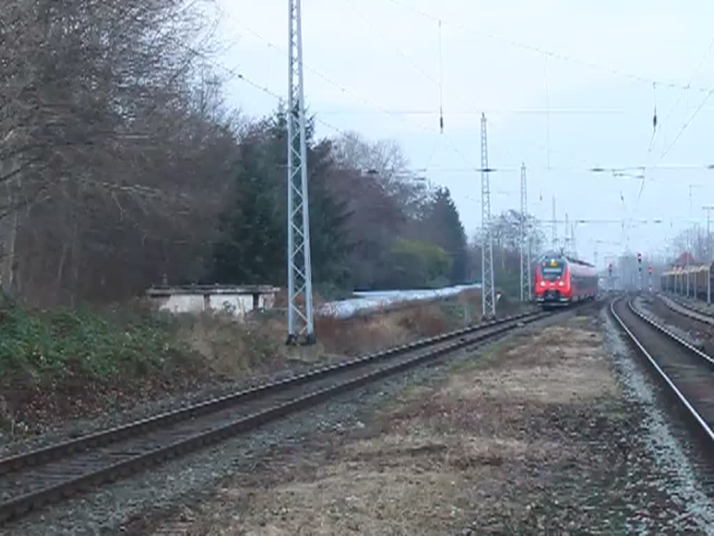 442 840-5 als S3 von Warnemünde nach Güstrow bei der Einfahrt im Haltepunkt Rostock-Bramow.01.01.2014