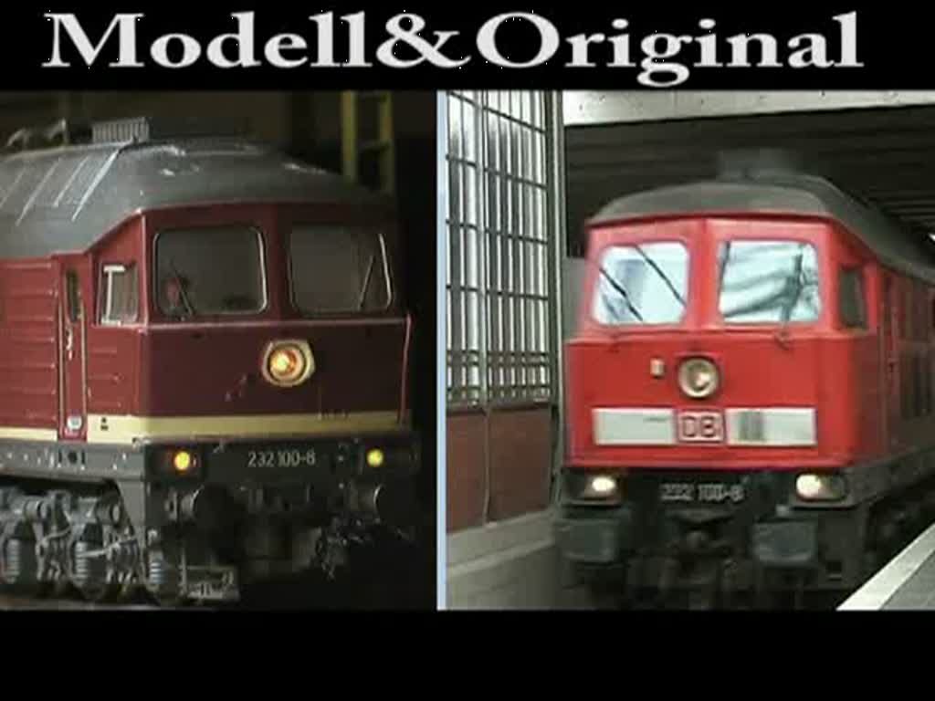 Die 232 100 in zwei Versionen.
Einmal das Modell in alter Ausfhrung, dann das Original mit der neuen Farbvariante. Aufgenommen 2007 in Lbeck Hbf. 