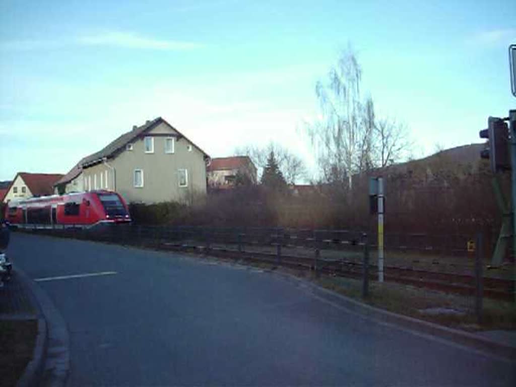 Einfahrt Bad Berka der Regionalbahn von Weimar.
(11.02.2008)