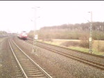 BR 120 Highspeed! Eine orientriote Br 120 legt sich mit einem IC bei 200 km/h in Leverkusen-Rheindorf in die Kurve. 28.03.08