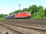 BR 185 mit Zugen Baureihe 185 073-4 bef�rderte am 14 Mai 2008 einen gemischten G�terzug aus Richtung Erlangen kommend nach S�den. Die Aufnahme entstand kurz vor dem Bahnhof F�rth (Bayern)