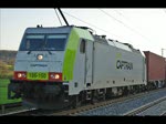 BR 186 186 150 von Captrain mit Containerzug in Fahrtrichtung Norden durch Ludwigsau Friedlos. Aufgenommen am 06.04.2010.