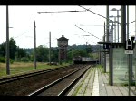br-250-tiger Durchfahrt BR 250 008 -OHE- 'Rote Tiger' mit Leer-G�terzug durch den Bahnhof Blankenberg auf dem Wege nach Rostock 08.08.2009