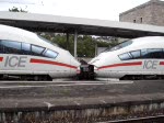 br-403-ice-3 Ausfahrt zweier ICE-3 Triebz�ge aus dem Bahnhof Stuttgart Hbf. Aufgenommen am 3.Juli 2007. Dieser Zug fuhr nach M�nchen Hbf, n�chsert Halt:
Ulm Hbf.