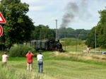 BR 91 Dampflok BR 91 134 -DR- f�hrt mit Sonderzug der MEF aus Haltepunkt Holdorf aus 30.08.2009
