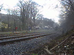 Brohltalbahn Lok 99 bei der ausfahrt aus dem Bahnhof Brohl richtung Burg Brohl. Weil die Lok das nicht Schaft h�ngt hinten dran die Lok D1 und D2 am 2.4.10 bei der Brohltalbahn anlass Dampfspektakel und 175 Jahre Deutsche Eisenbahn