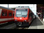 CJ 1000 mm Quer durch die Schweiz - Wegen einem Bergrutsch mussten wir am 04.05.2008 von Glovelier bis Saignel�gier den Bus nehmen um hier nun in den Zug nach La Chaux-de-Fonds zu steigen. In Le Noirmont beobachten wir eine Zugkreuzung und kurz vor La Chaux-de-Fond wird der Zug zur Stra�enbahn.