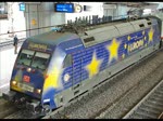 101 101-4  Bahn-Azubis gegen Hass und Gewalt / Europa  bei der Einfahrt nach Kassel Wilhelmshhe mit IC 2372 Karlsruhe Hbf - Stralsund. Aufgenommen am 05.04.2010.