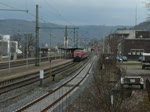 Am 20.03.2010 verlsst Lok 218 408-3 den Bahnhof von Boppard, mit ihren kurzen Zug in Richtung Emmelshausen.(Hunsrckbahn)