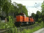 RBH 833 und 834 fahren mit einer Leergarnitur am 18. Juli 2012 in Hhe des Bahnhofs Bochum-Prsident zurck zum Bergwerk.