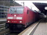 146 206-8 mit RE 19642 Singen(Htw) - Stuttgart Hbf bei der Ausfahrt aus Horb am Neckar. 02.03.08