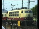 D-Zug mit 110, IC mit 103 172, 218 142 mit Eilzug
und ICE - Experimental in der westlichen Einfahrt nach Hagen Hbf.
Aufnahme in S-VHS 1989.
(Der ICE wurde leider durch ein Migeschick im Zhlwerk der Kamera berspielt)
berspielt