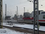 Ein InterCity fhrt am 26.01.13 aus dem Leipziger Hauptbahnhof in Richtung Sden. Zuglok war eine 101er.