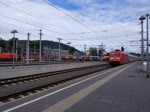 Einfahrt des Intercity aus Saarbrcken mit 101 049 im Hauptbahnhof Graz, 22.8.2020  