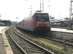 Baureihe 101 035-4 zog am 14. Mai 2008 den Mnchen-Nrnberg-Express. Die Aufnahme zeigt den Zug beim verlassen des Nrnberger Hauptbahnhofes. 