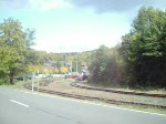 Doppelausfahrt in Alexisbad, ein Zug nach Harzgerode, der andere nach Hasselfelde. (03.10.08)