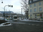 Die Straenbahnlinie 5 nach Ernst-Abbe-Platz nahe der Haltestelle Stadtzentrum.(17.2.2010)