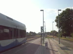 Zug der UBB nach Stralsund fhrt aus dem Bahnhof Zinnowitz.(10.8.2010)