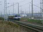 OLA80029 vom Rostock Hbf nach Gstrow kurz nach der Ausfahrt in Rostocker Hbf.rechts zusehen die Abestellanlage vom BW Rostock HBF.