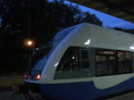 Zug der UBB nach Świnoujście Centrum fhrt aus dem Bahnhof Heringsdorf.(6.8.2010)
