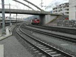 e-loks-ge-4-4-i Lok 610 kommt mit kurzem G�terzug in Chur an. 23.12.09