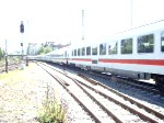 IC-Zuge und IC-Wagen Einfahrt am 10.05.08 in den Bahnhof Ulm Hauptbahnhof. Hier der InterCity 118 von Innsbruck Hbf nach M�nster (Westf) �ber Stuttgart, Mannheim, K�ln, Dortmund.