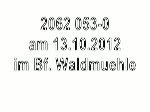 FROWOS 2062 053-0 am 13.10.2012 im Bf. Waldmühle beim Wenden der NF 19077.