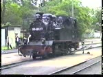 Rugensche Baderbahn - Rasender Roland Ausfahrt des Rasenden Rolands mit 99 4802 am 16. Juni 1991 aus G�hren.