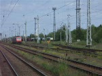 Lokzug mit SBB-Cargo auf dem Weg von WRS Richtung Stralsund/Stendell bei der Ausfahrt im Bahnhof Rostock-Seehafen.(24.05.09)