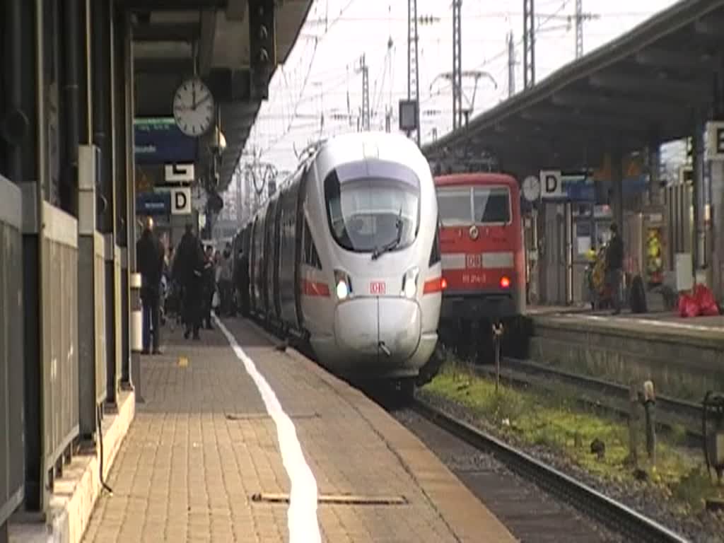 Wrzburg Hbf: Ausfahrt eines umgeleiteten ICE (BR 411) von Mnchen Hbf nach Berlin (20.11.2010)