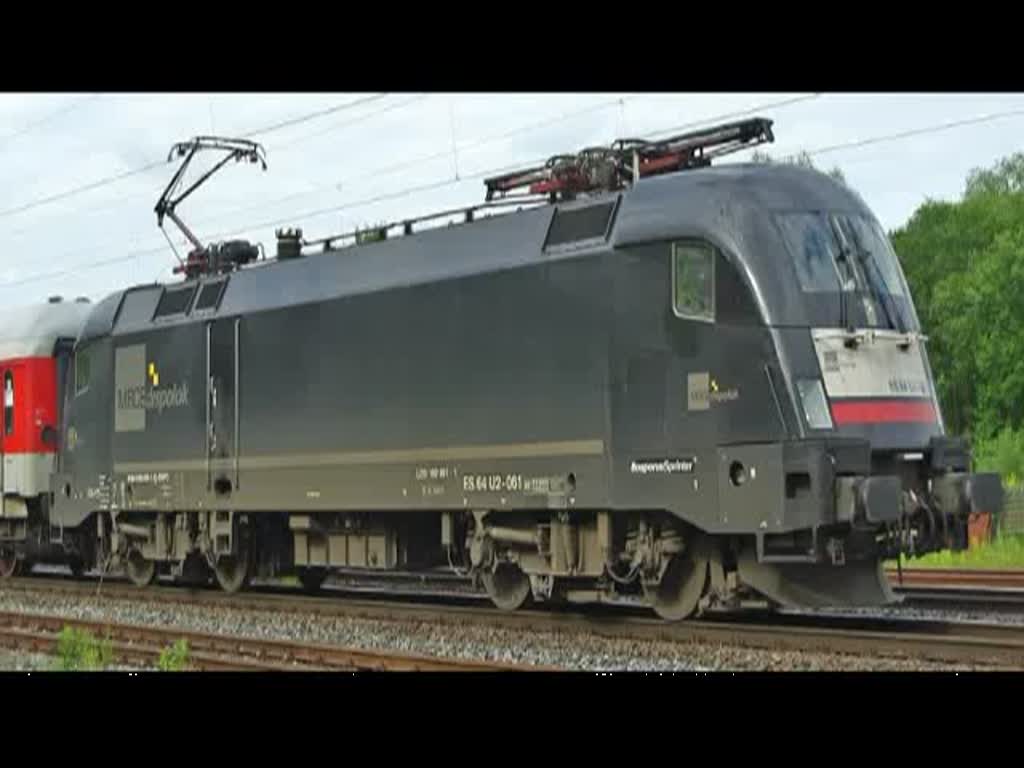 182 561-1 (ES 64 U2-061) mit AZ in Fahrtrichtung Sden. Aufgenommen am 20.06.2010 in Eschwege West.