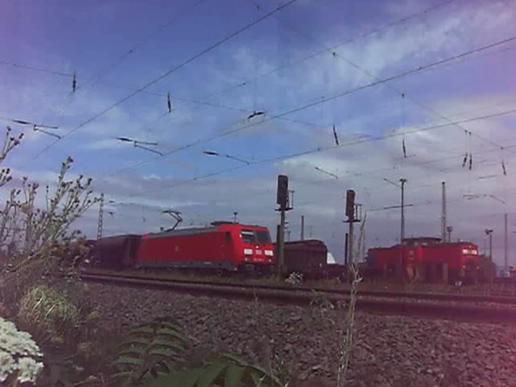 185 355 zieht am 03.08.09 einen Gterzug aus dem Rbf Magdeburg-Rothensee.