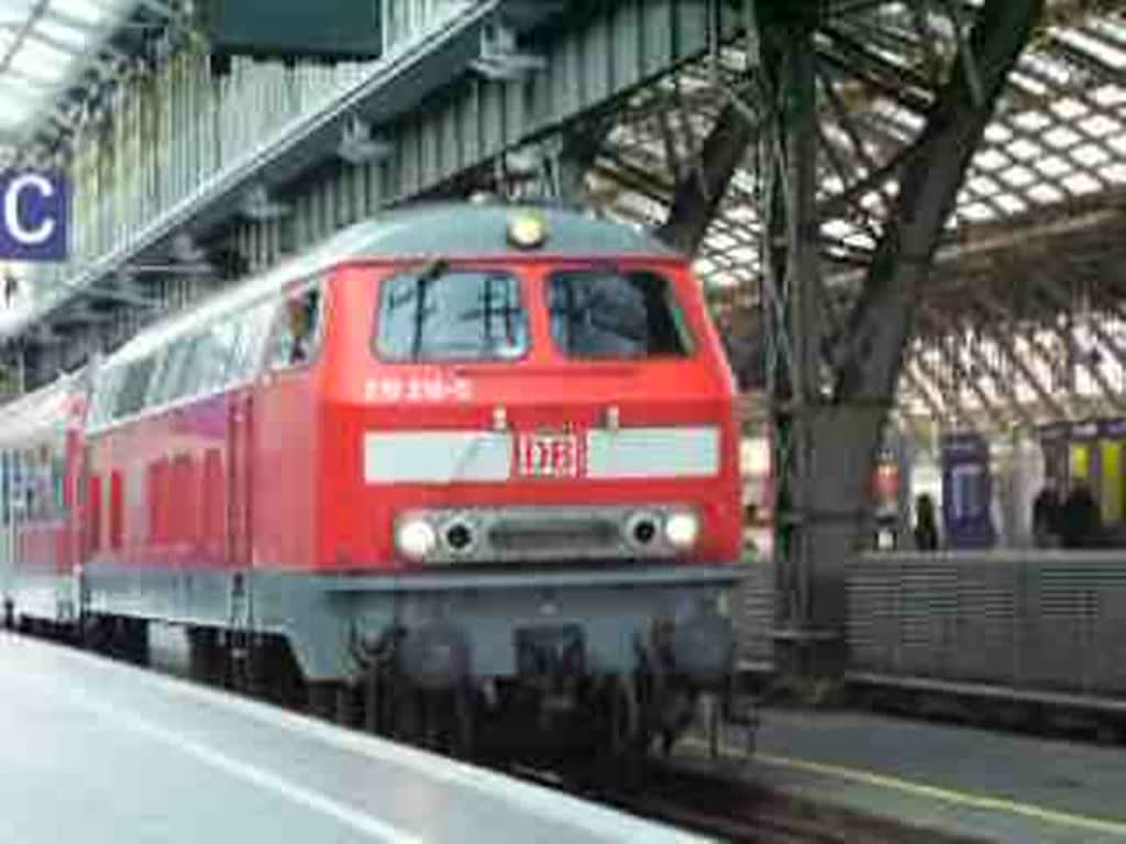 218 216-0 fhrt mit ihrem RE12 aus Trier Hbf nach Kln-Messe/Deutz aus Kln Hbf (Gleis 1) aus.
