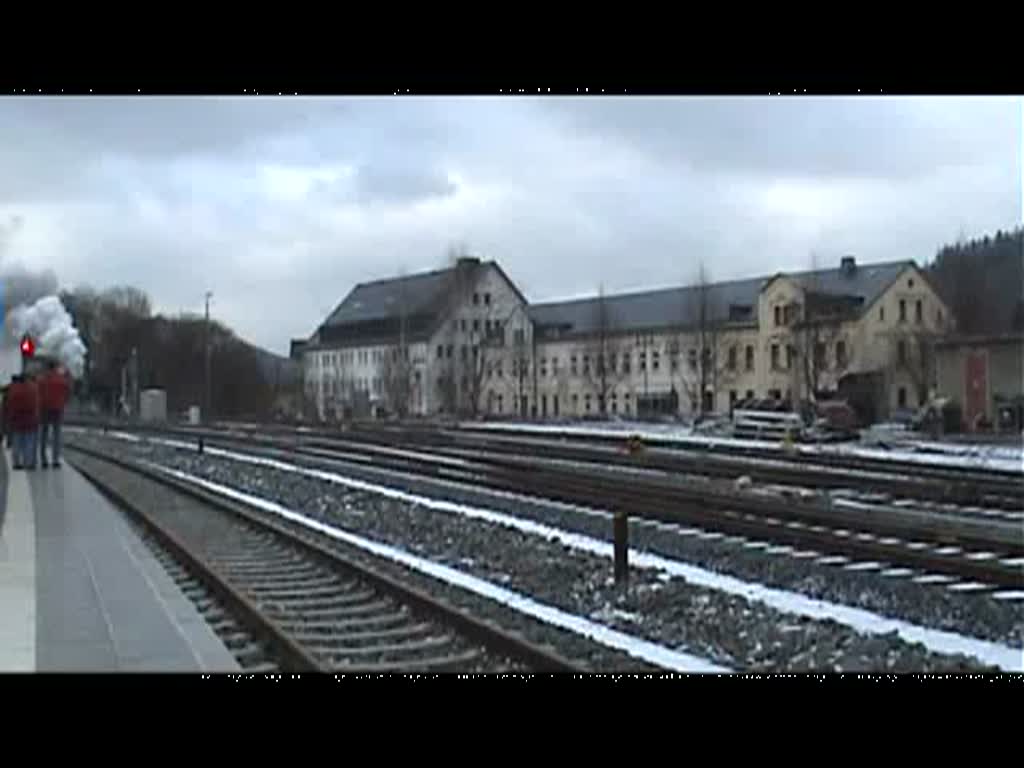 50 3616-5 bei der ausfahrt des Sonderzuges nach Schlettau in Schwarzenberg 12.12.2009