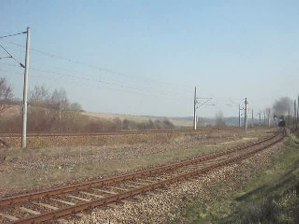 58 311 und 58 261 mit einer Gterzug durchfahrt zum Saisonauftakt im SEM-Chemnitz am 04.04.09