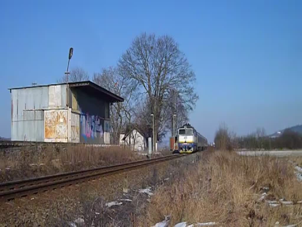 754 029-7 am 13.02.17 mit dem Rx 776 Pancíř in Bezděkov u Klatov.