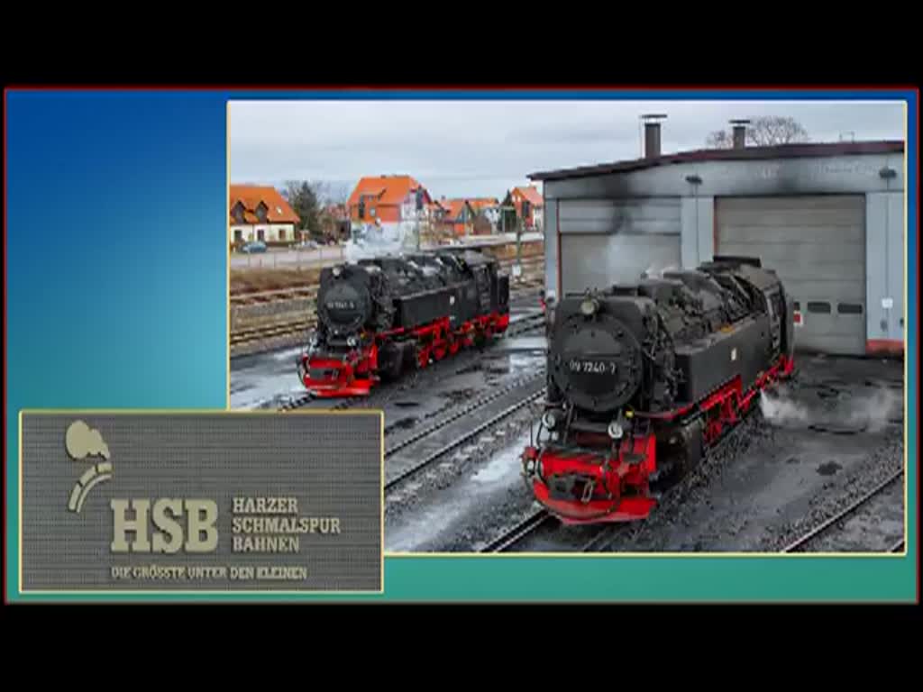 Aufnahmen von Schmalspur-Dampfloks auf dem Betriebshof in Wernigerode, z.B. auf der Drehscheibe, beim Wasser nehmen, Lösche ziehen  
 und Kohle bunkern. 08.01.2015
