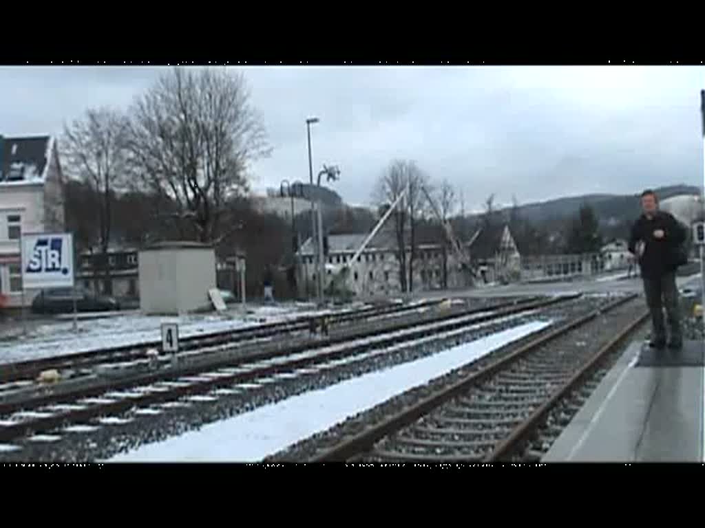 Ausfahrt des 642 235 in Schwarzenberg nach Johanngeorgenstadt 12.12.2009