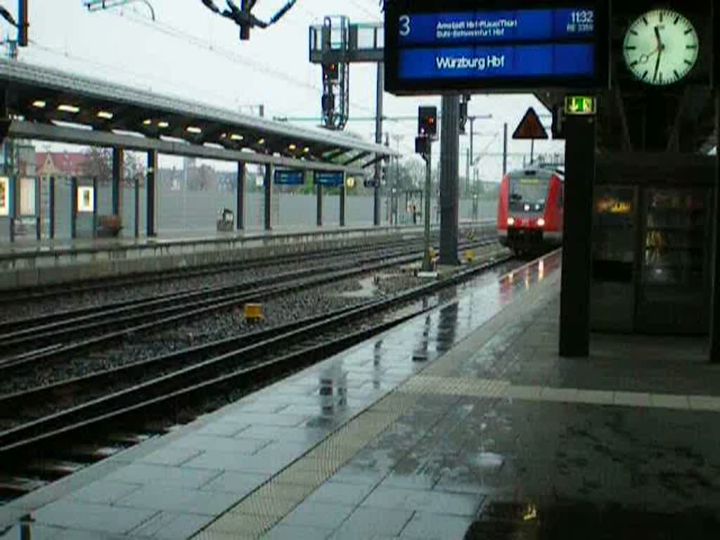 BR 612 als RE 3359 nach Wrzburg verlsst am 17.04.09 Erfurt Hbf.Videolnge 0:29min