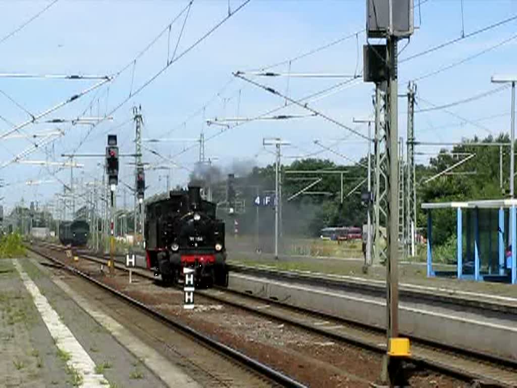 Dampflok BR 91 134 -DR- rangiert, Ludwigslust Bf 01.08.2009