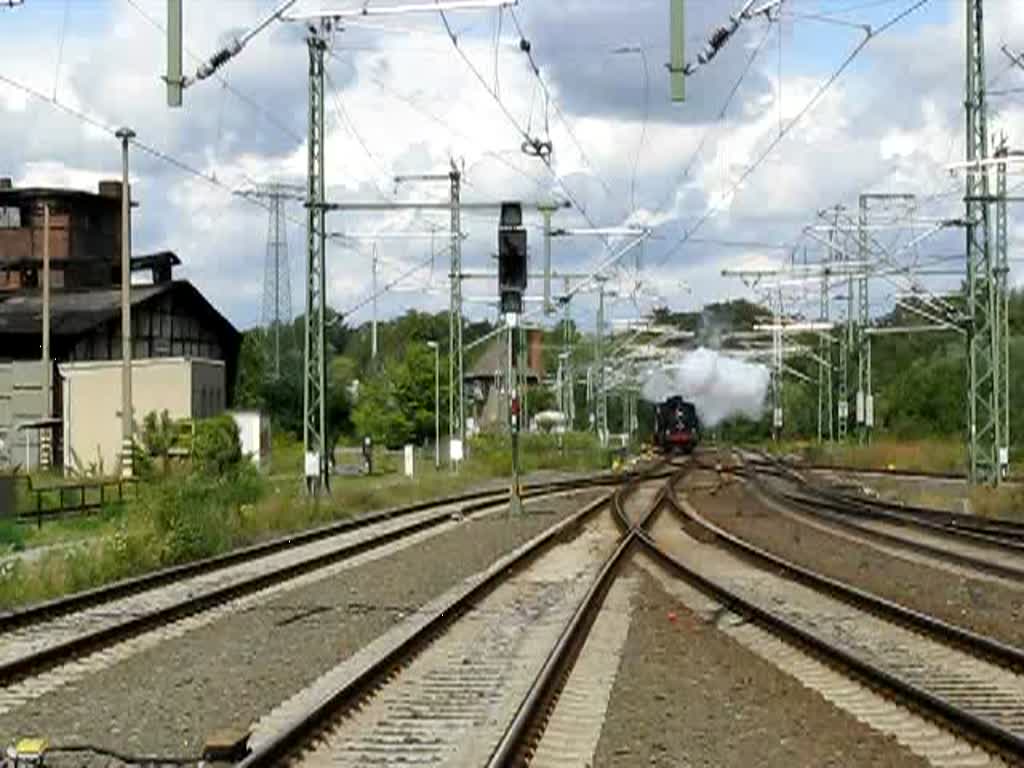 Dampflok BR 91 134  DR  rangiert zum ehem. Bw Schwerin, heute: mecklenburgisches Technik und Eisenbahn-Museum, 29.08.2009