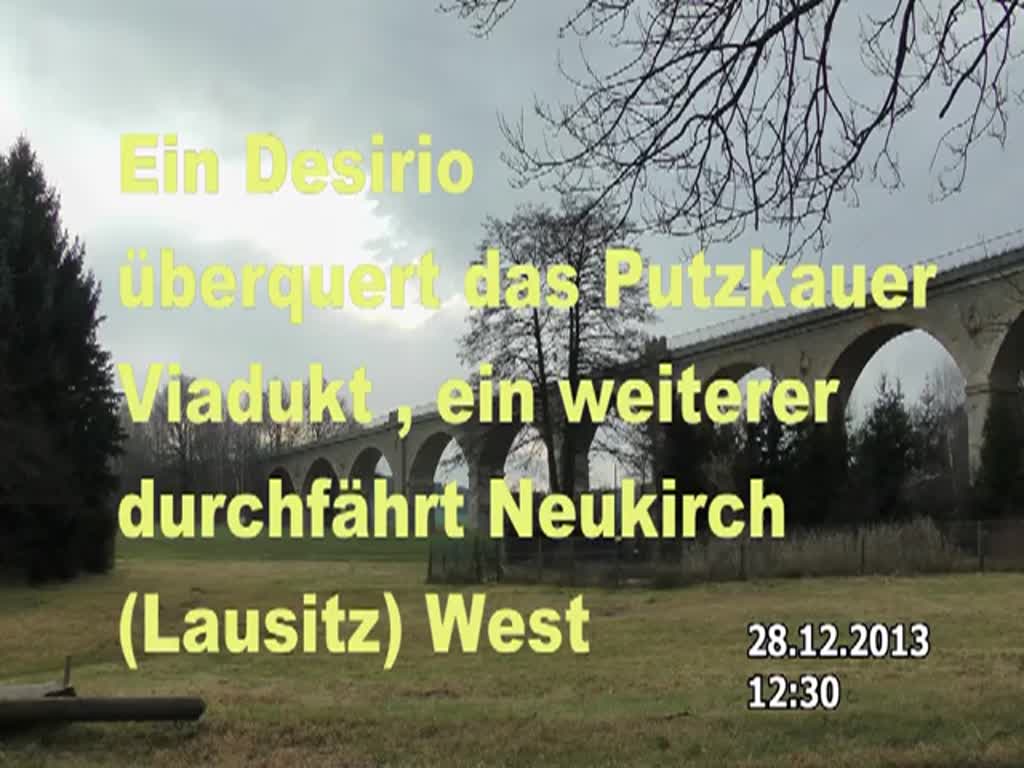 Das Putzkauer Viadukt ist  ein sehr schönes Bauwerk. Die Bahnstrecke überquert
hier die Wesenitz. 28.12.2013  gegen 11:30 Uhr aufgenommen.