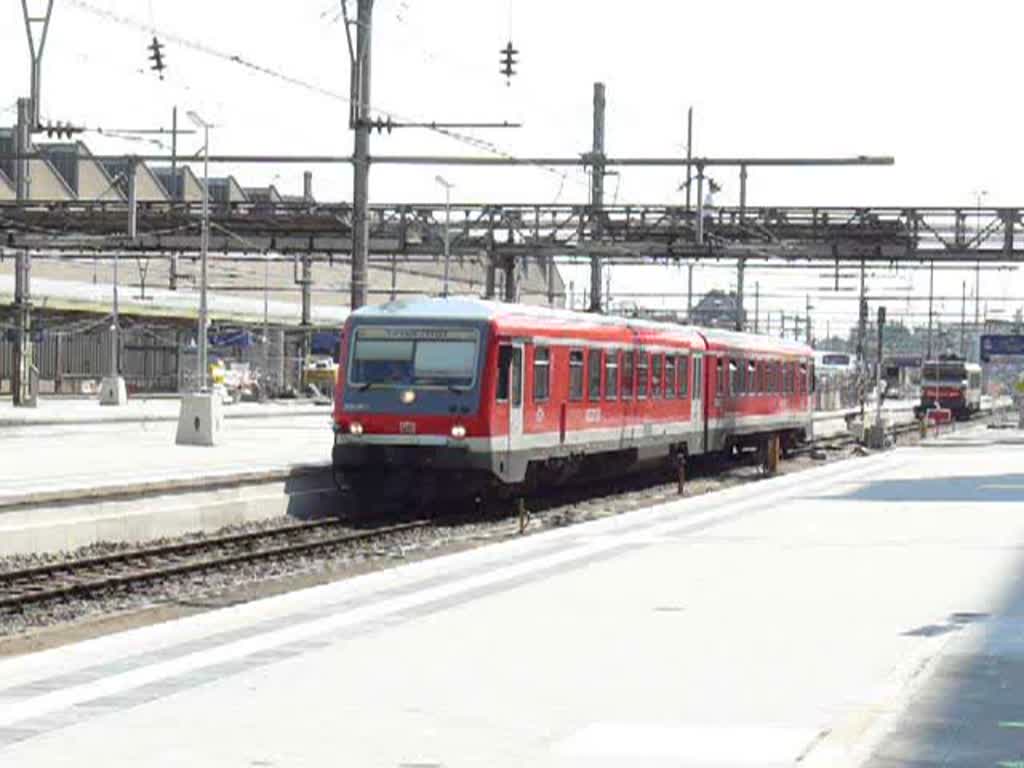 DB Triebzug 628 489-7 bei der Abfahrt Richtung Trier im Bahnhof Luxemburg am 08.06.08. Die Lichtverhltnisse waren nicht optimal, deshalb ist das Video etwas berbelichtet. 