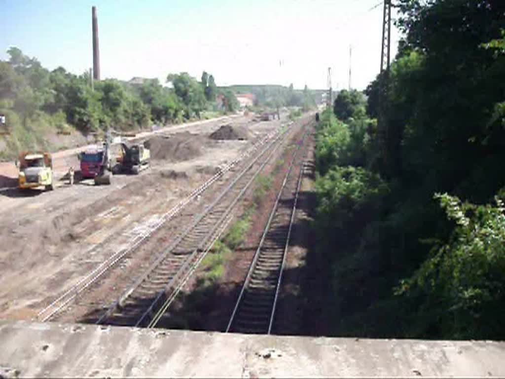 Der ICE 1612 nach Berlin fuhr am 14.7.10 in Richtung Leipzig Hbf. Ludwig-Hupfeld-Strae(Leipzig-Leutzsch)