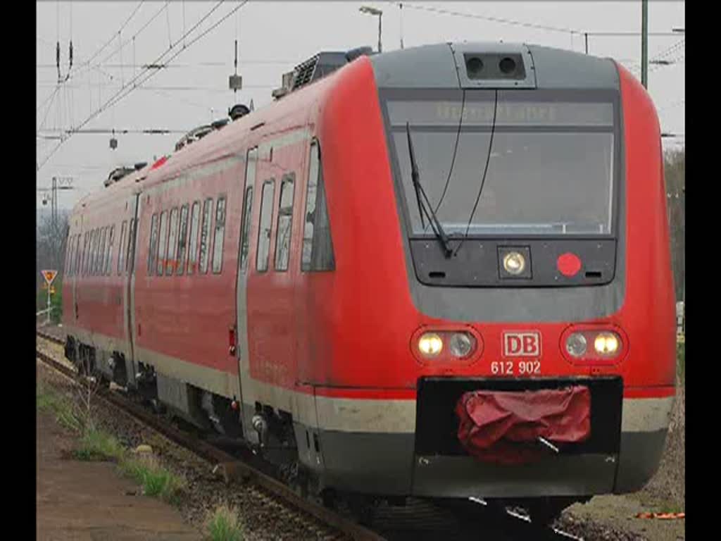 Der Mess-612 (612 902) kommt am 08.04.2010 in Eichenberg an. Setzt dann um und fährt zurück in Richtung Osten.