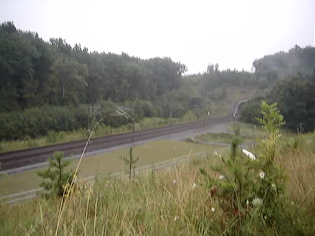 Der TGV-POS eilt mit 250km/h von Stuttgart Hbf nach Paris-Est ber die SFS Stuttgart-Mannheim. Aufgenommen am 23.Juli 2007.