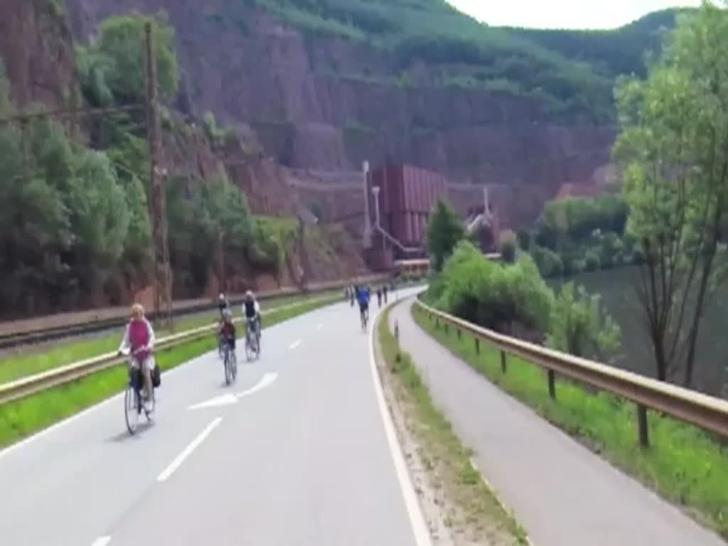 Deutschland, Rheinland-Pfalz, bei Taben-Rodt, am Sonntag der Saarpedal: ein ET 426 und ein ET 425 befördern so manche Radfahrer in Richtung Saarburg und Konz. 18.05.2014