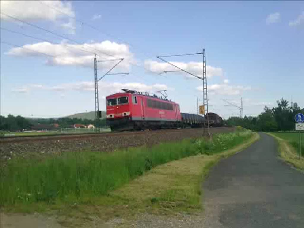 die 155 150 fuhr am 4.6.10 mit gemischten Güterzug in richtung Saalfeld.