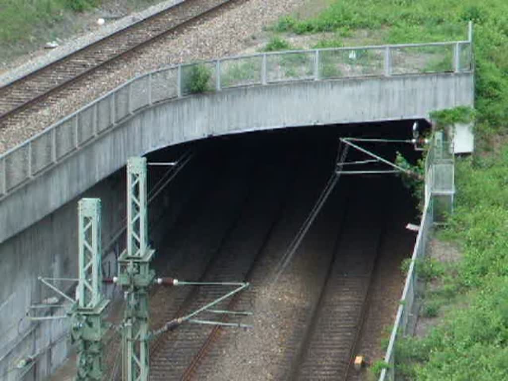 Ein 423 Langzug kommt in sterfeld aus dem oberen Tunnelportal des Stuttgarter S-Bahn Tunnels. (03.06.2008)