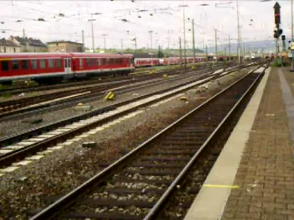 Einfahrt des 411 077  Rathenow  (ICE-T) als ICE 1651 Wiesbaden Hbf - Dresden Hbf in Mainz Hbf. 20.05.08